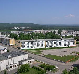 Вид на площадь Победы (п. Чунский) с высоты птичьего полёта.
