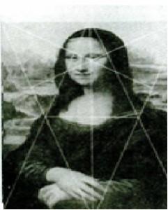 Композиция картины Леонардо да Винчи Джаконда, основана на золотых треугольниках, являющихся частями правильного звездчатого пятиугольника, тесно связанного с золотой попорцией.