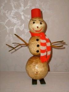 Снеговик сделан своими руками из дерева!