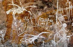 Наскальный рисунок в Австралии в пещере Джулирри