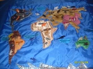 43 бисерных зверя на карте земного шара